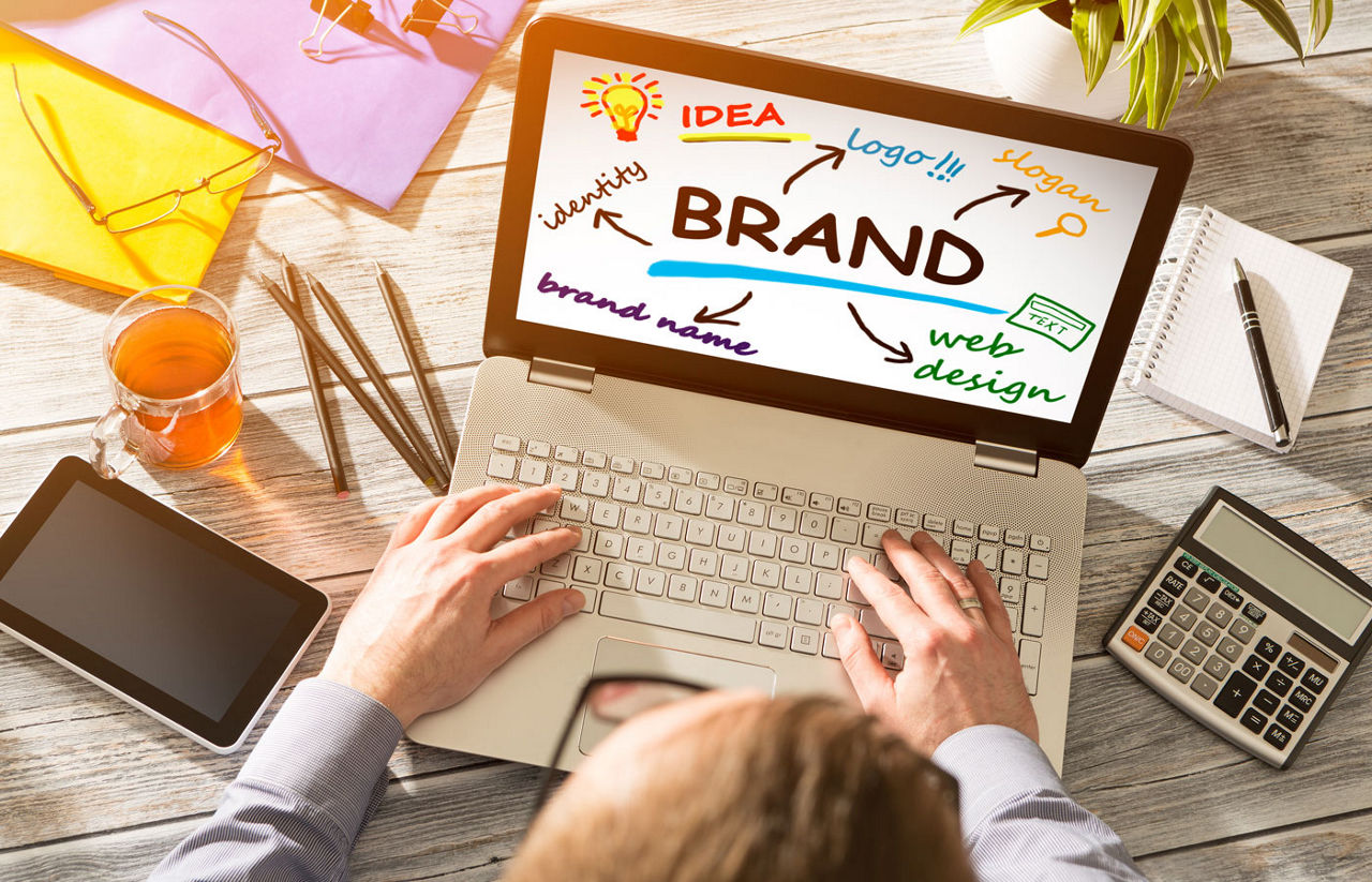 Branding Design Marketing Drawing on a laptop