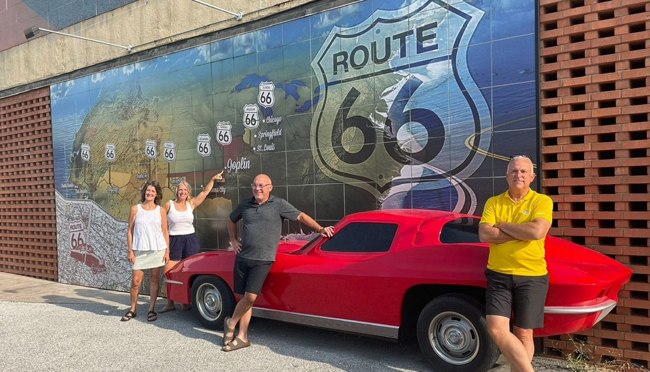 John Ribbing and group in Joplin on Route 66
