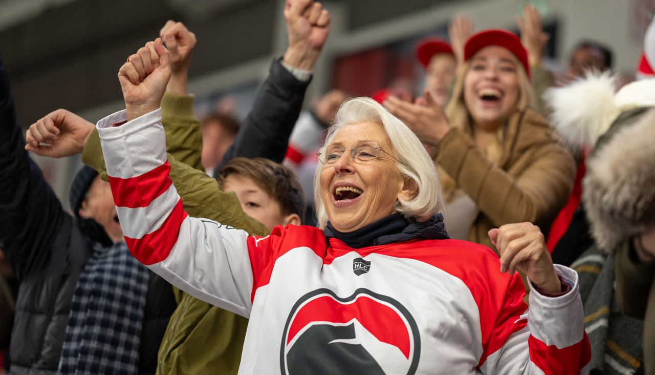Woman cheering her favorite NHL team