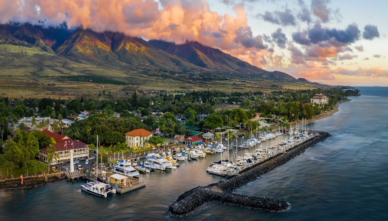 Sunset at Lahaina Harbor in Maui Hawaii