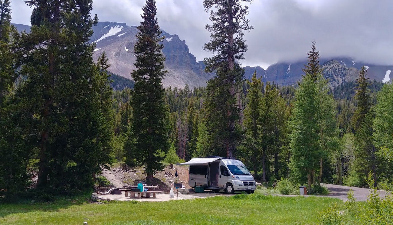 camp set up in Wheeler Park in Great Basin National Park