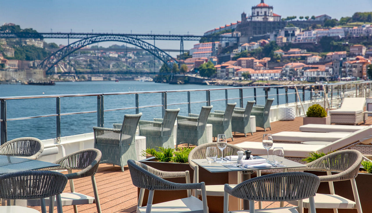 The well-appointed sundeck of the S.S. São Gabriel