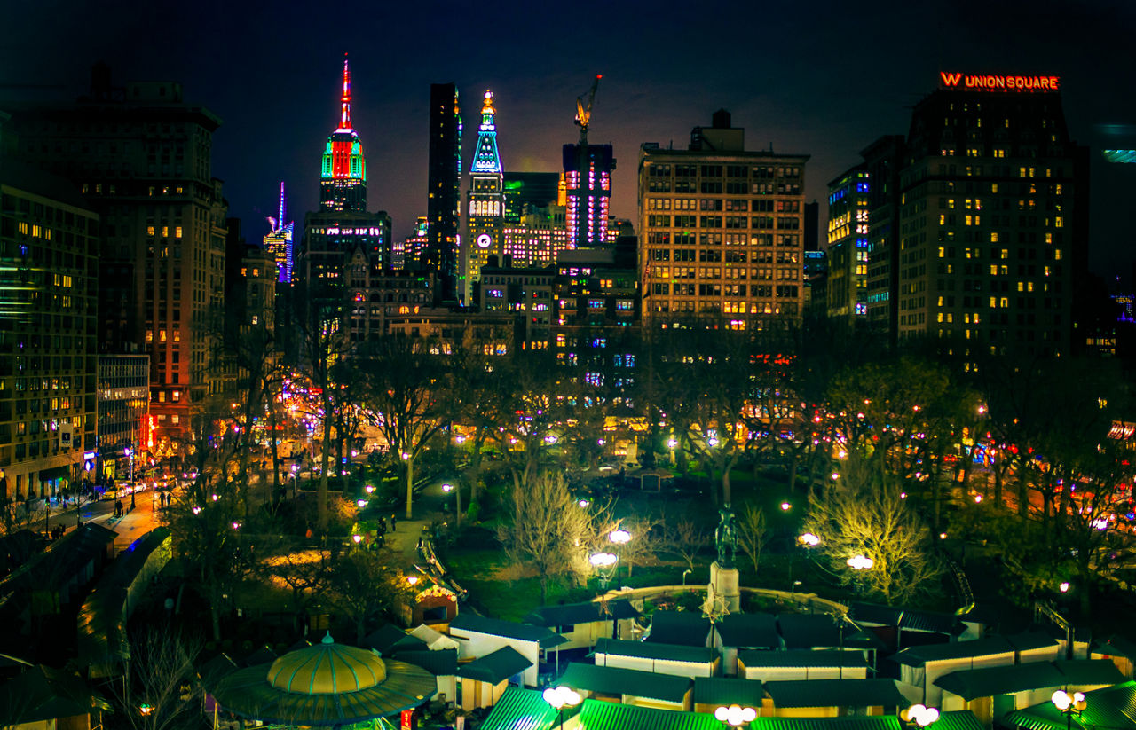 Manhattan, Union Square at night, around Christmas time