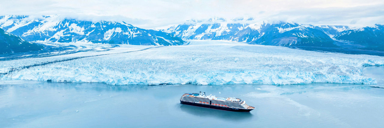 Holland America cruise ship at the Hubbard Glacier