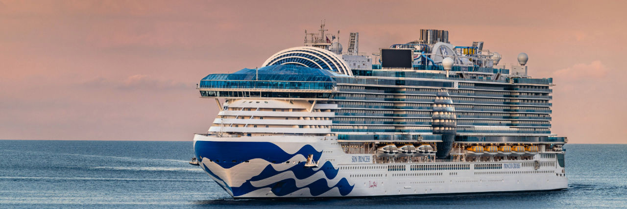 Princess cruise ship at sunrise in the ocean