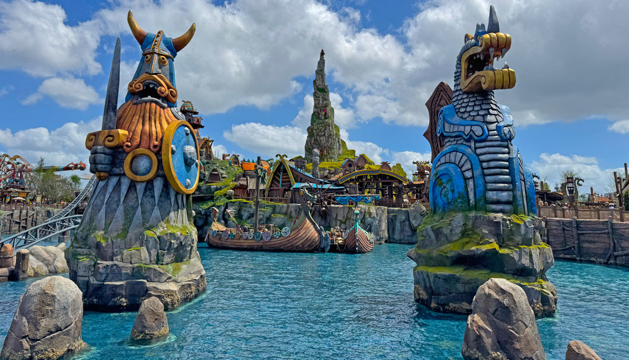 Lagoon in Isle of Berk where Fyre Drill boat ride takes place at Epic Universe
