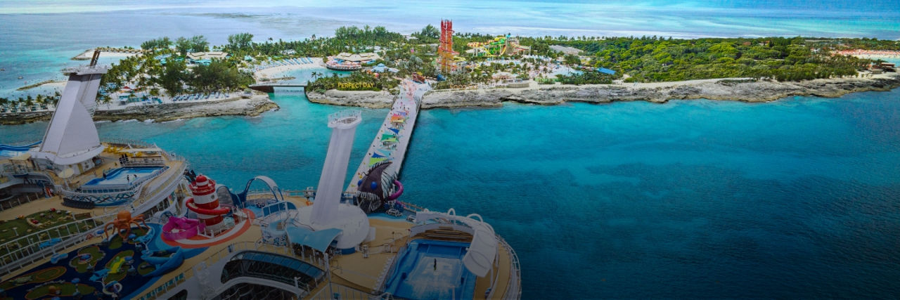 Royal Caribbean cruise ship docking at CocoCay Island