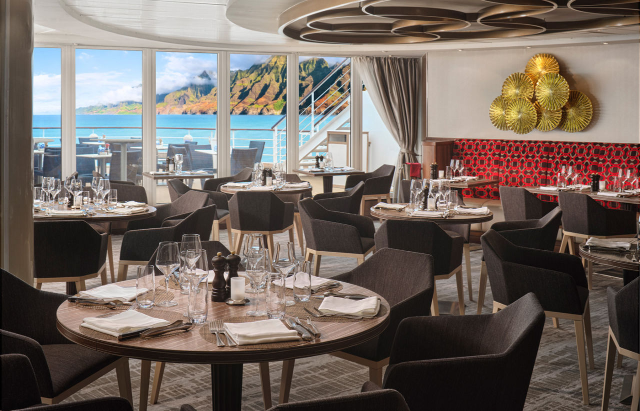 Elegant dining room on Norwegian cruise