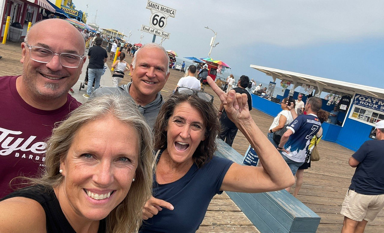 John Ribbing and group in Santa Monica of Route 66