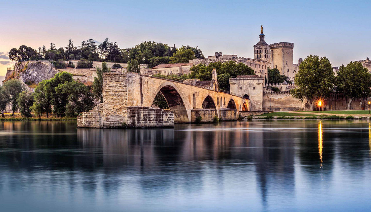 Pont Saint-Bénézet and Avignon Cathedral on the Rhône
