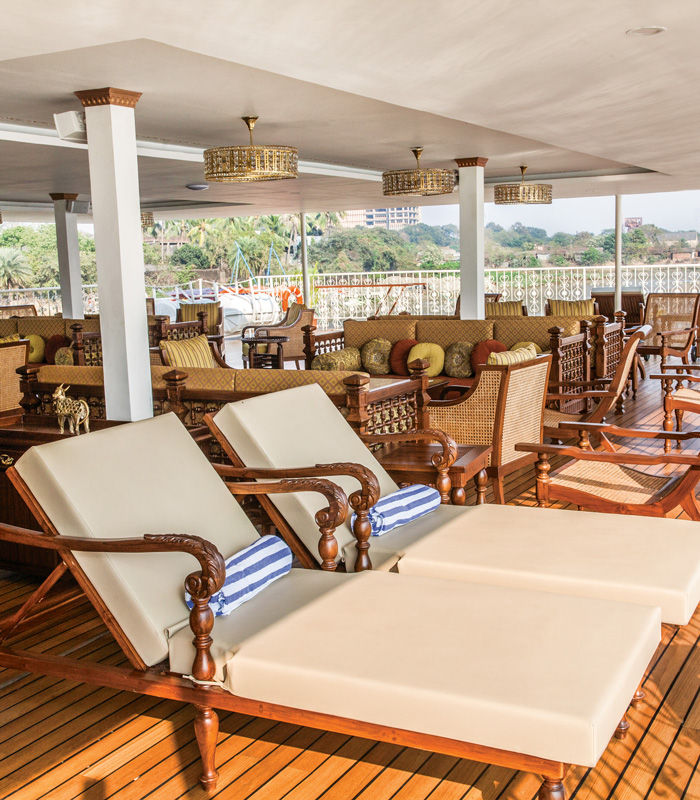 Dining deck and observation deck on board the Ganges Voyager II