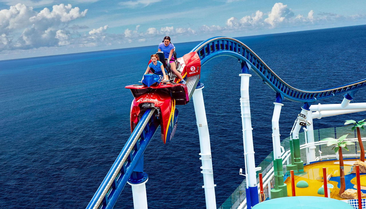 The Bolt, first-ever roller coaster at sea, Carnival Mardi Gras