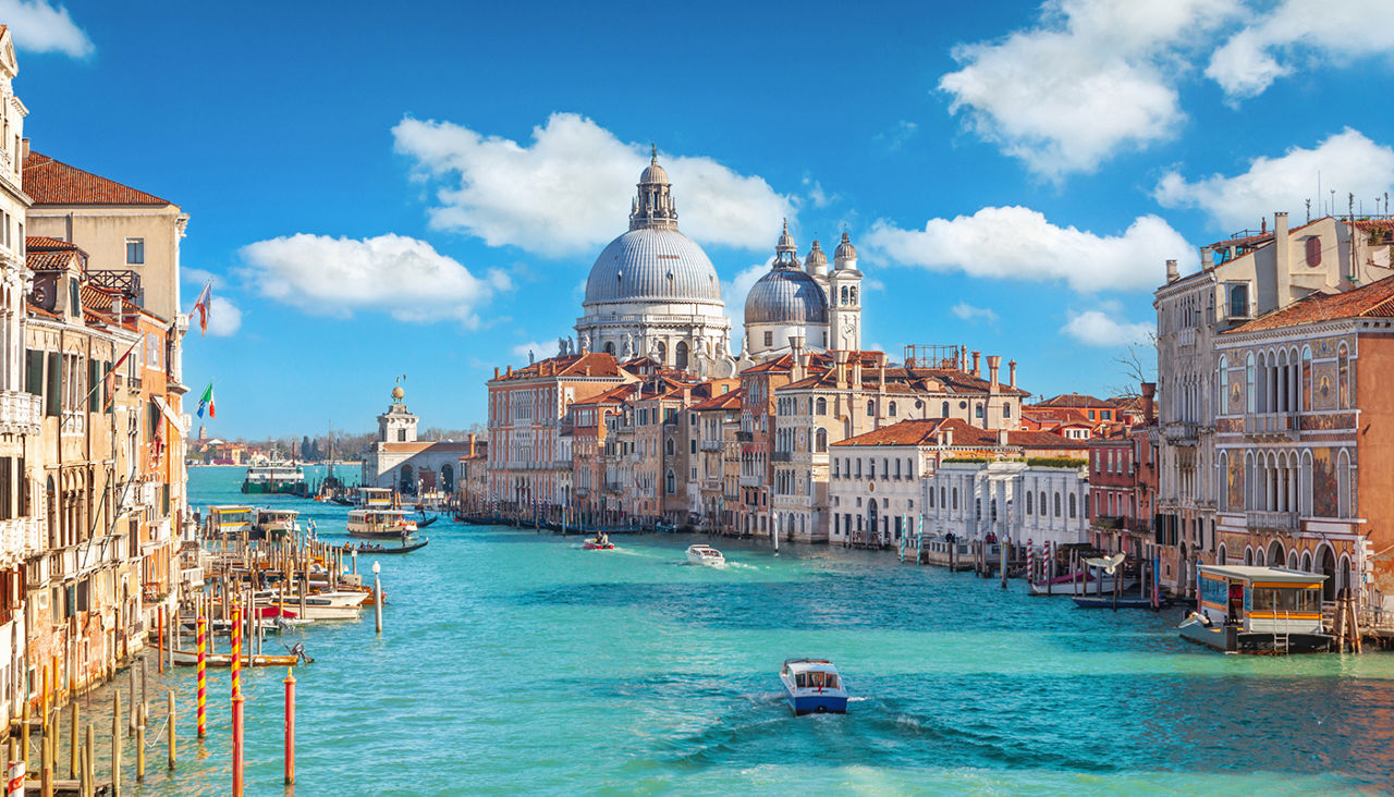 View of Grand Canal and Basilica Santa Maria della Salute in Venice