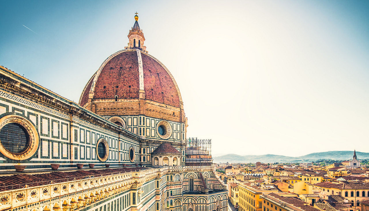 A view of the steeple of Cathedral of Santa Maria del Fiore in Florence