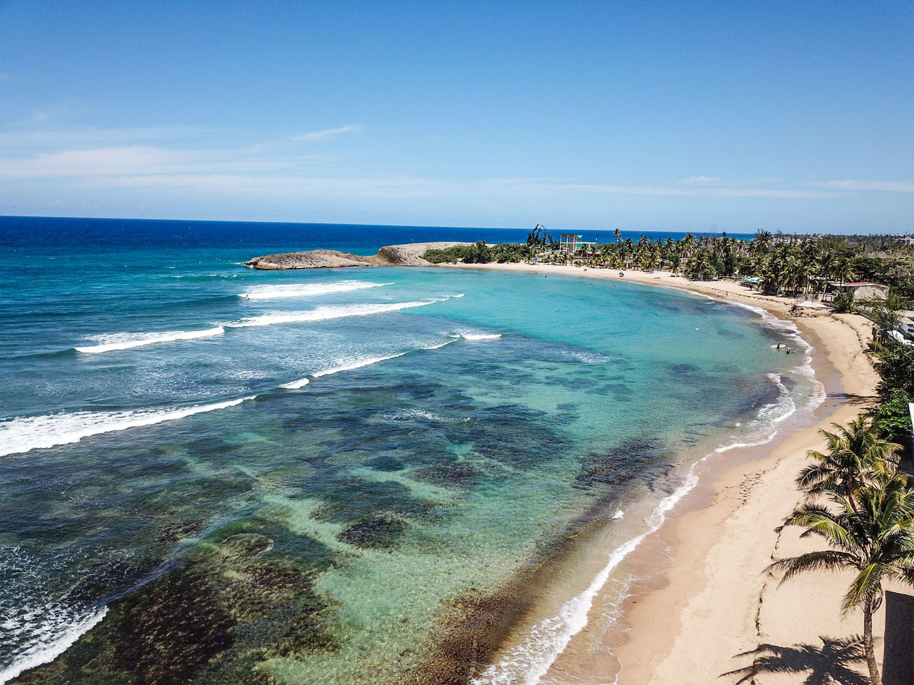Aerial view of a beach in Puerto Rico.