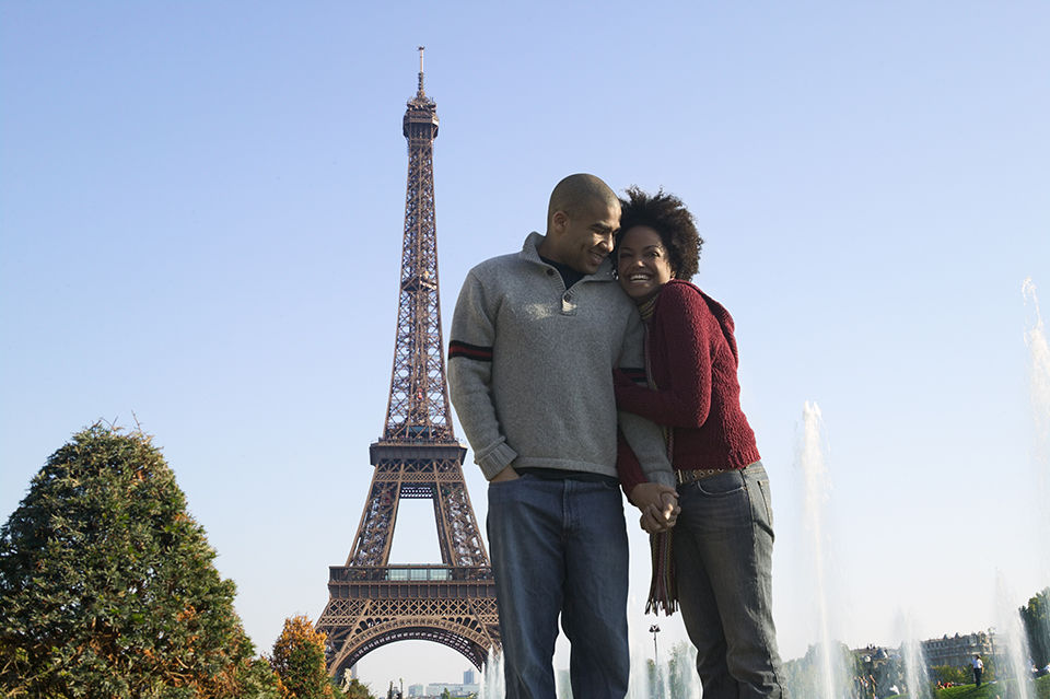 A couple near Eiffel Tower.