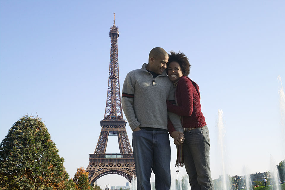 Couple near Eiffel Tower.