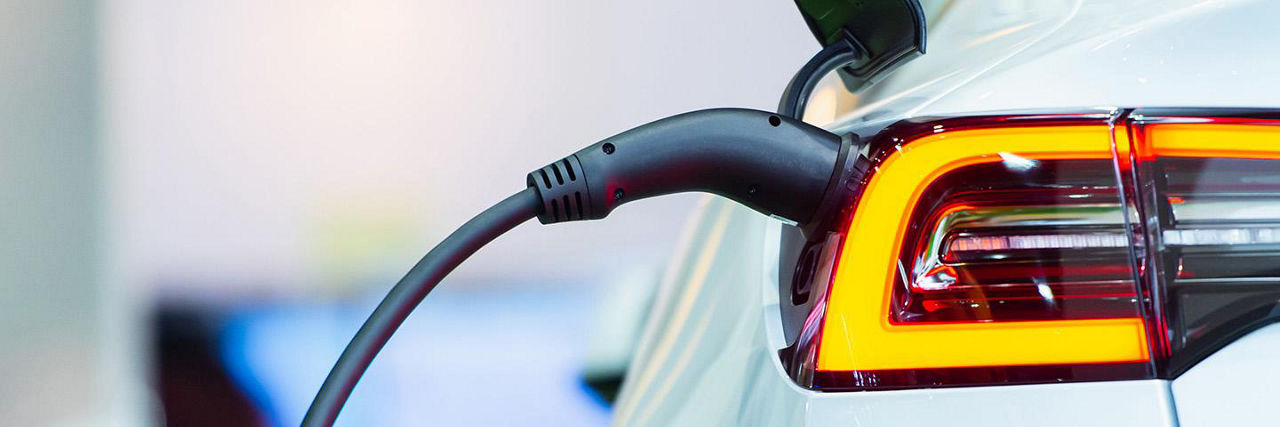 Electric Vehicle at a Charging Station