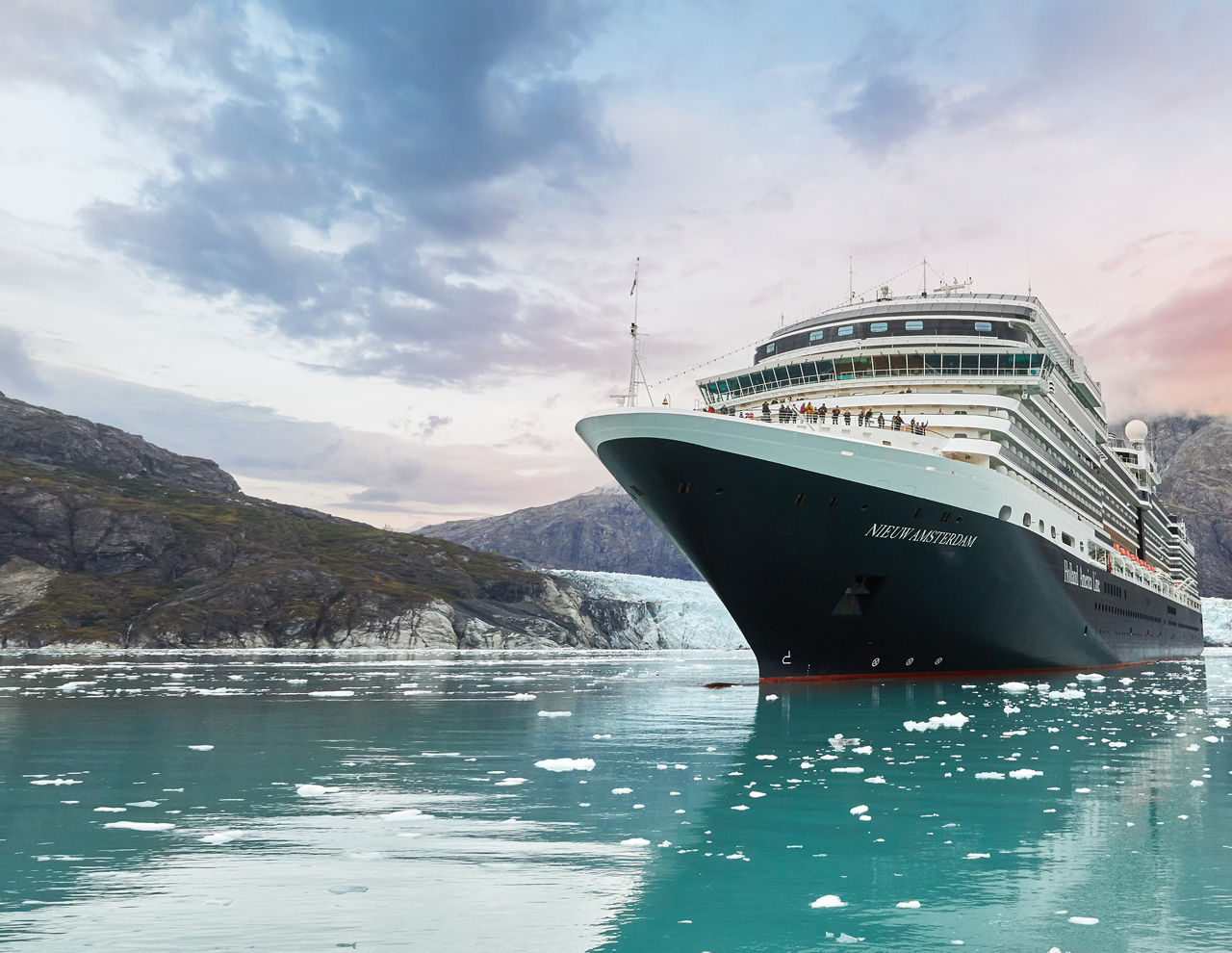 Holland America Line cruise ship on Alaska waters.