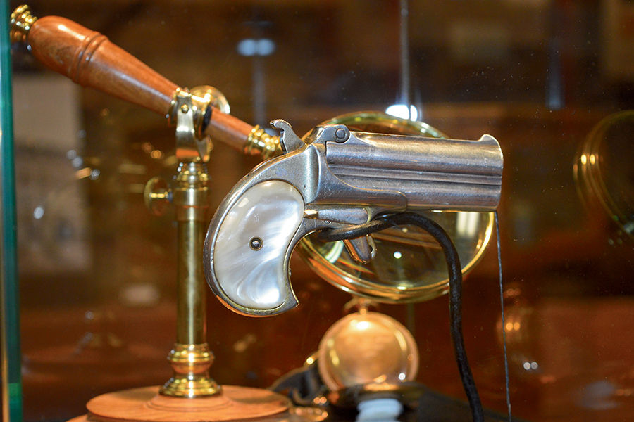 A reinforced display case equipped with alarm sensors protects a derringer reputed to have been in Doc Holliday's possession when he died. The Glenwood Springs Historical Society paid $80,000 to acquire the pistol. © Pat Woodard