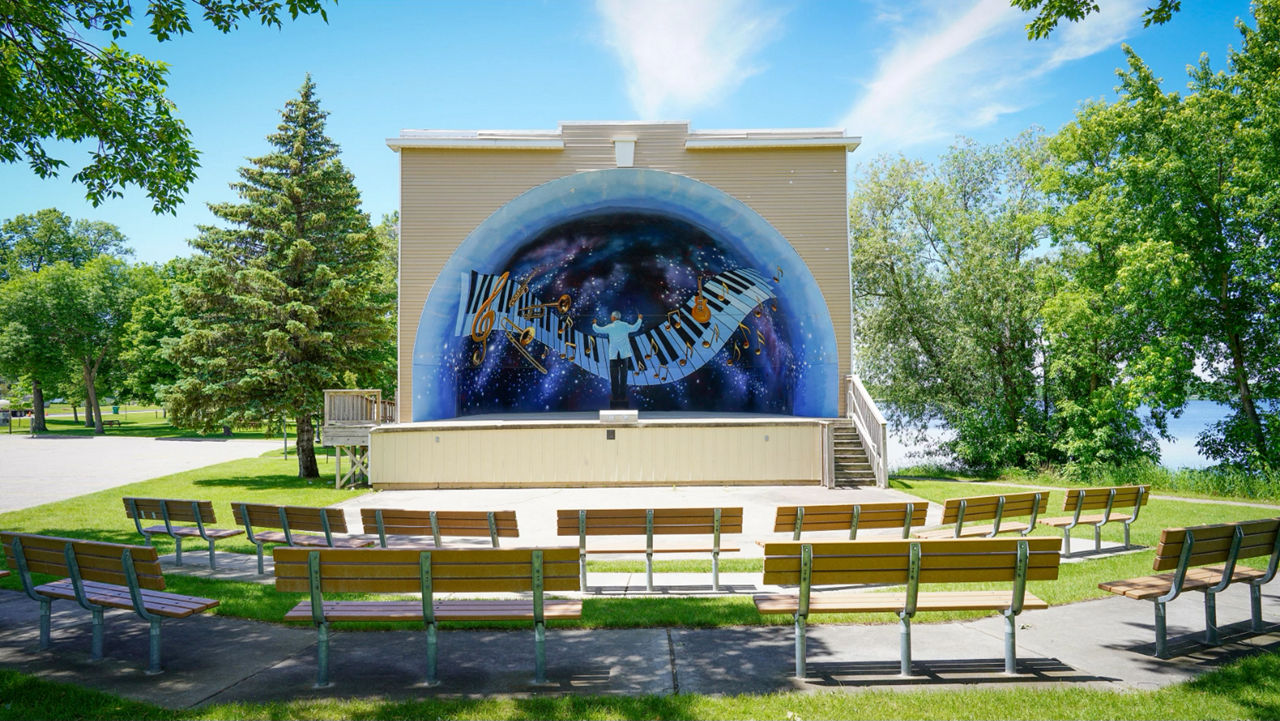 Outdoor stage in Sauk Centre, MN