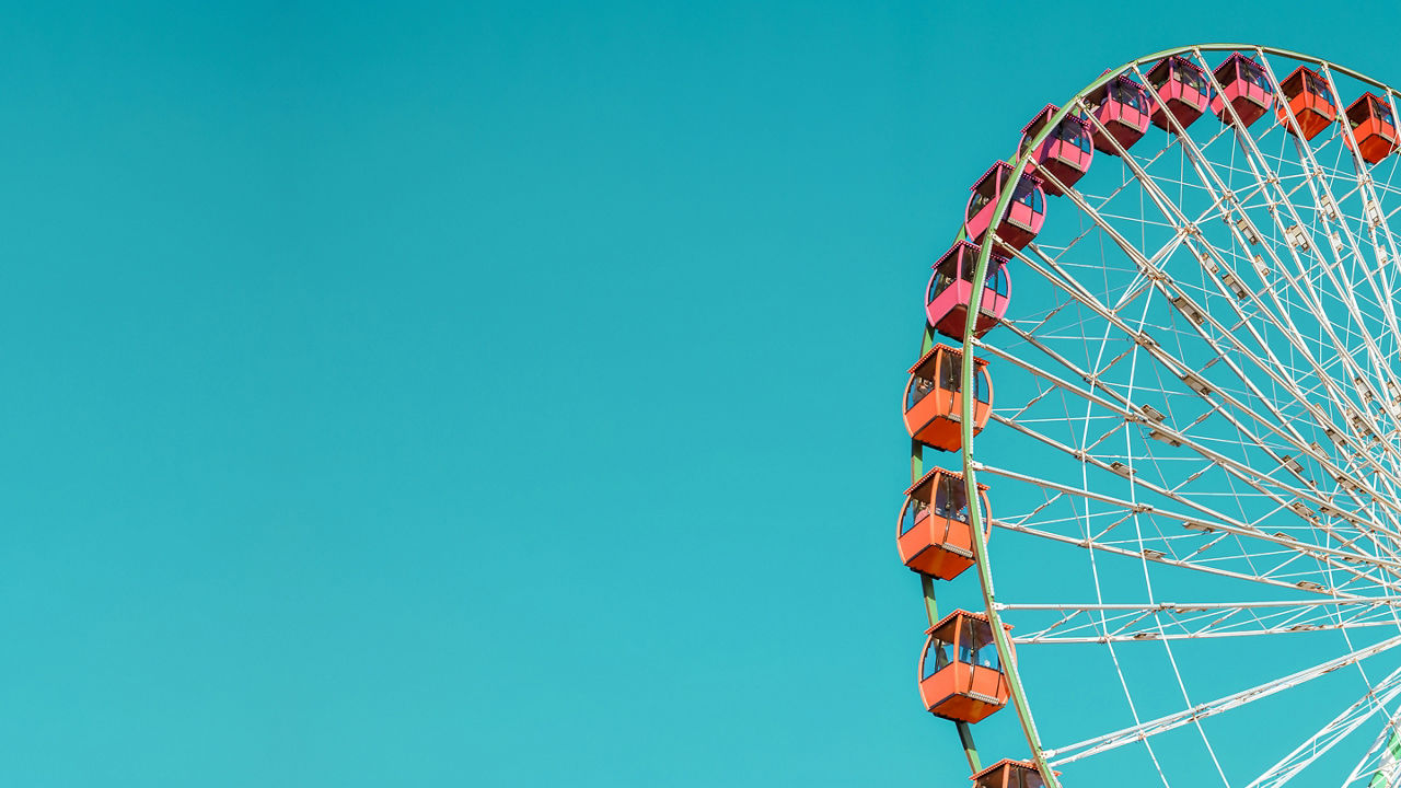 Ferris wheel with blue sky