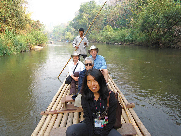 Tour guide with a group of people.