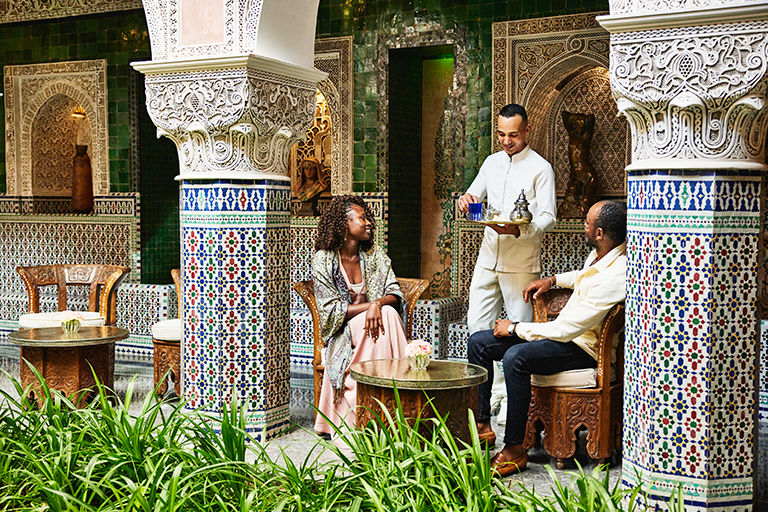 Couple having tea and relaxing.