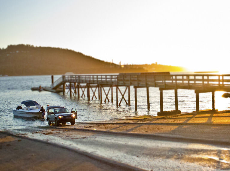 Boat launch into lake