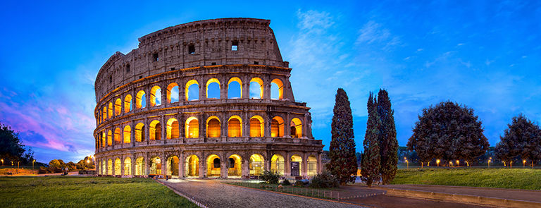 Colosseum, Rome, at sunset.