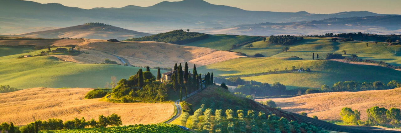 Tuscany, Italy landscape at sunrise
