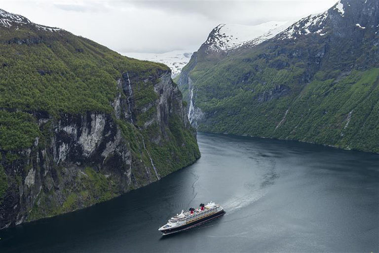 Disney Cruise Line ship sailing in Norway.