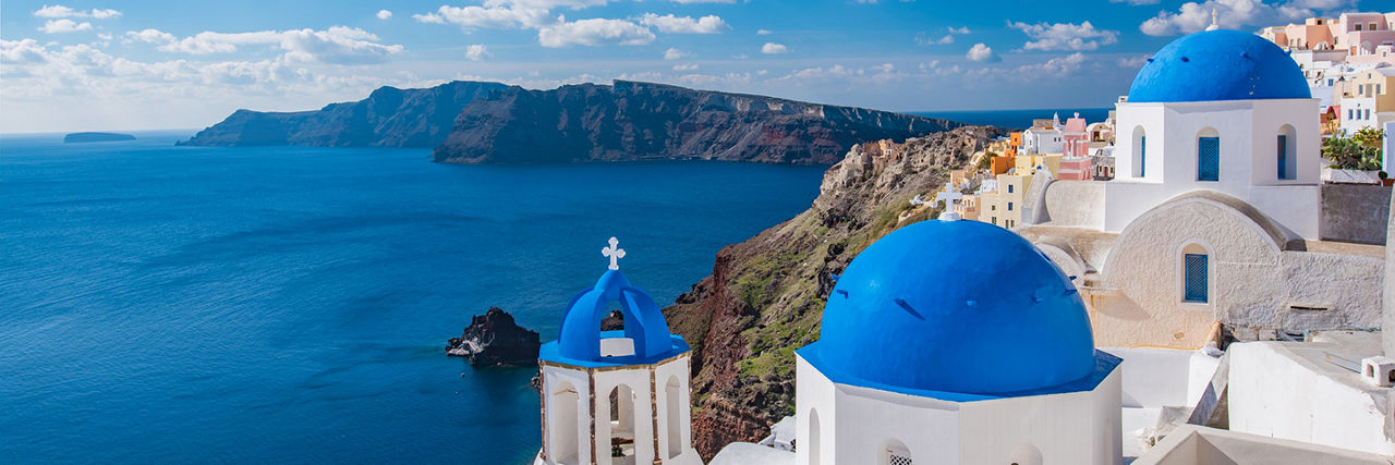 Blue-domed church in Greece