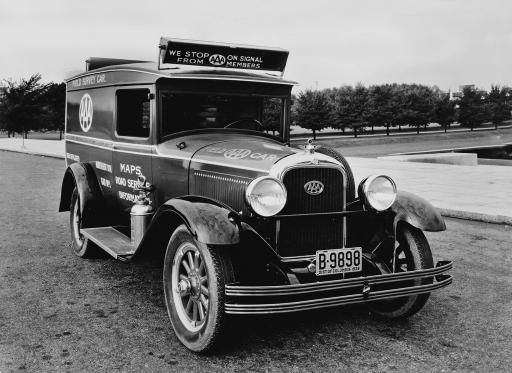Historical photo of a AAA service vehicle