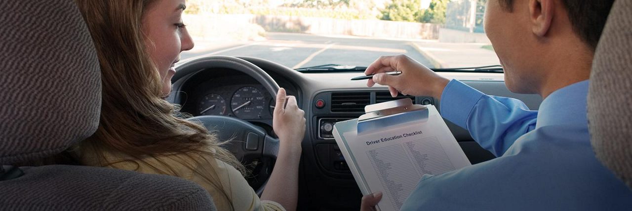 Drivers Ed Student Behind the Wheel