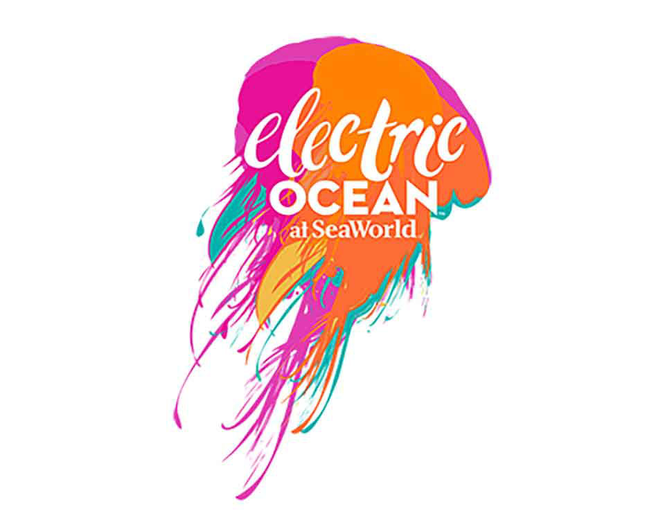 Electric ocean at seaworld logo.