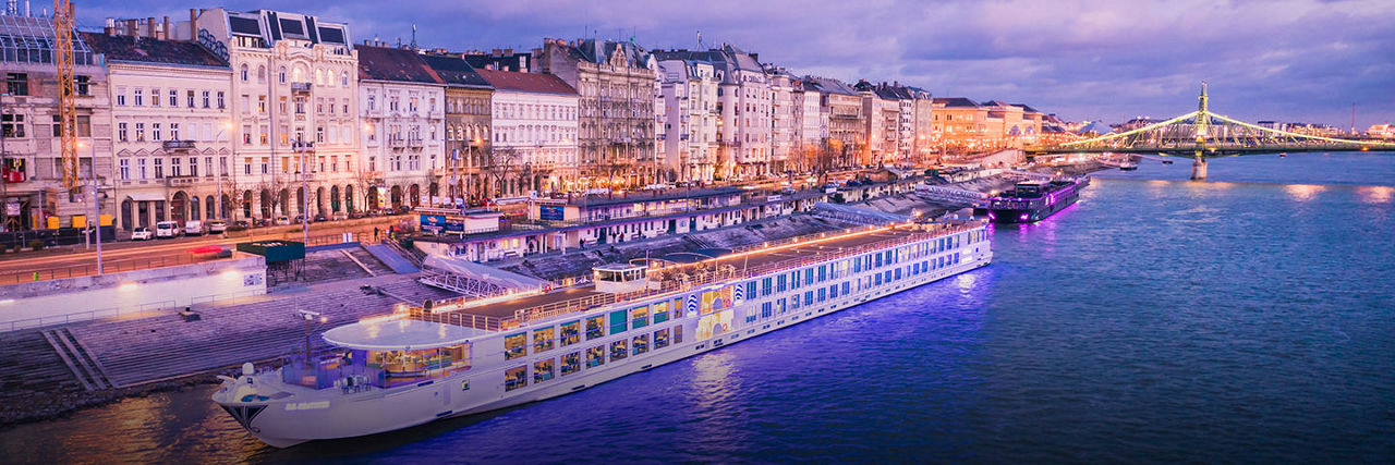 River Cruise Ship on the Danube River in Budapest