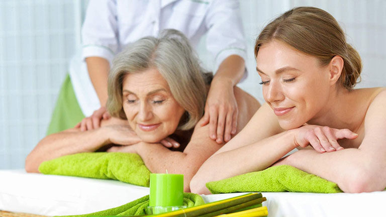 Mom and Daughter enjoying spa day 