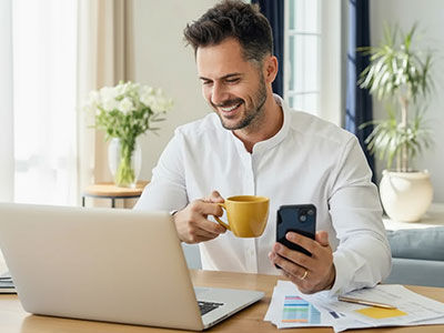 man filing his taxes online