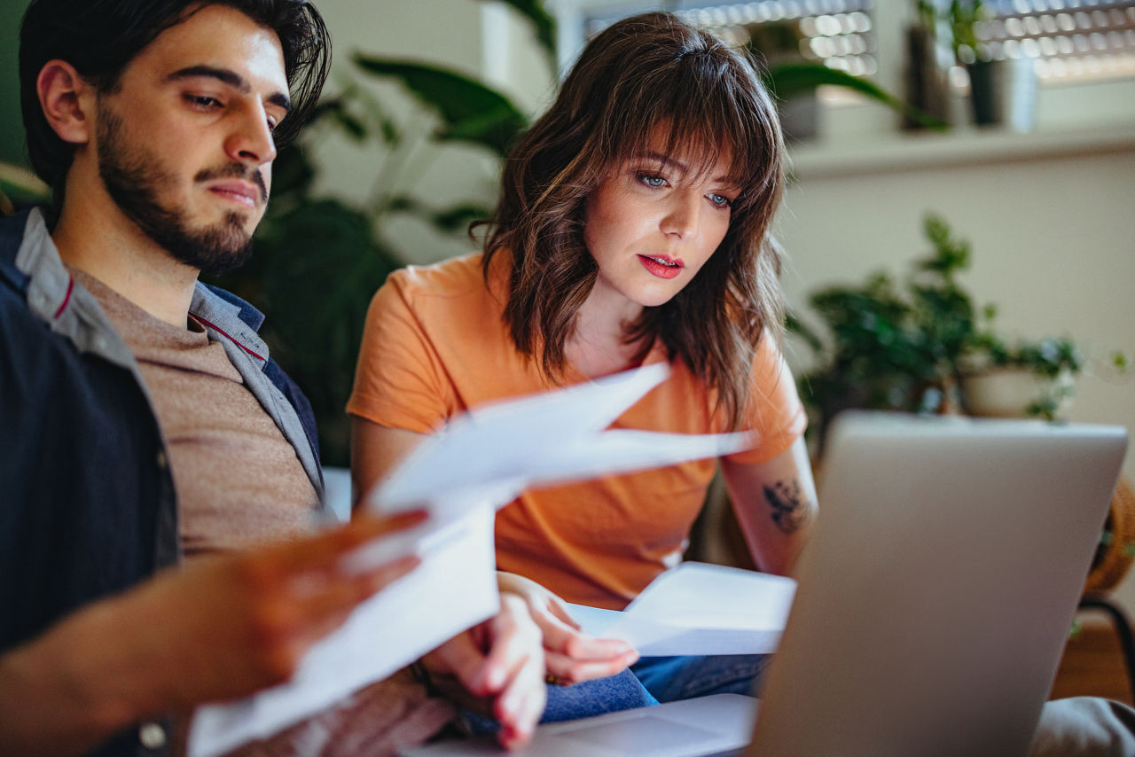 couple going through paperwork