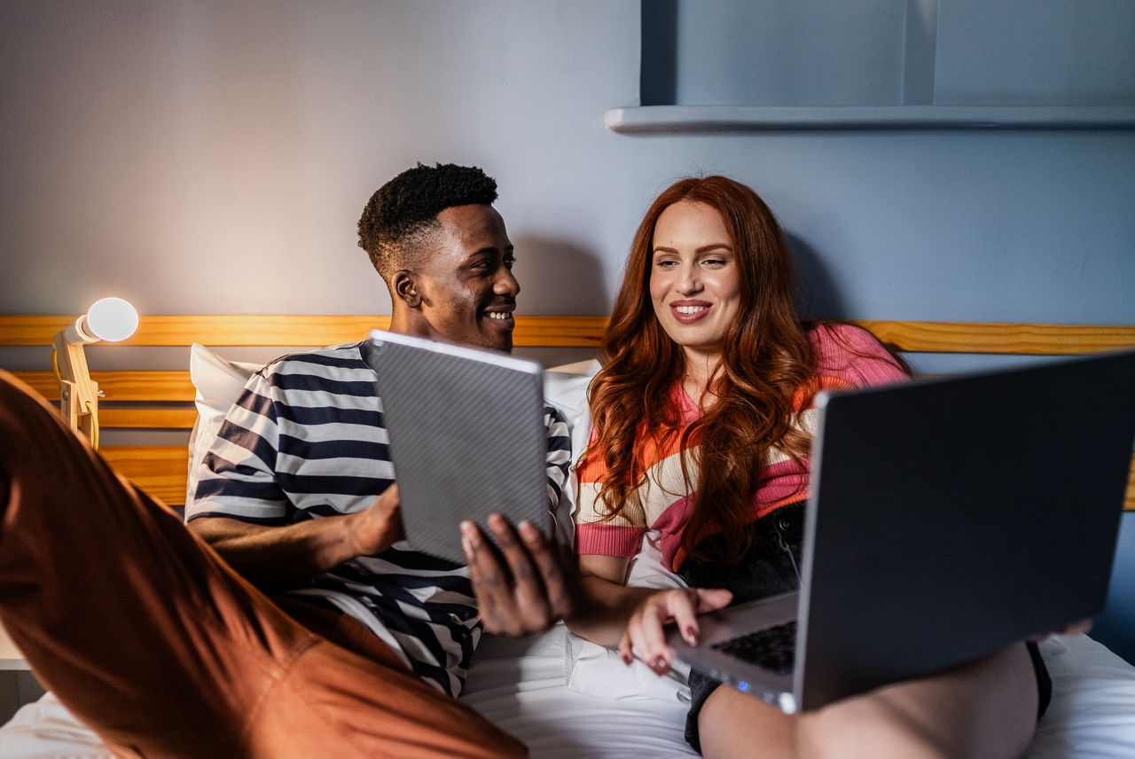 couple looking on the computer