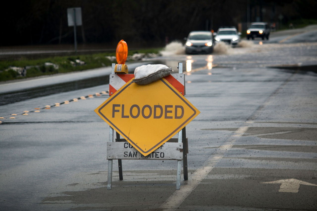 flooded signage