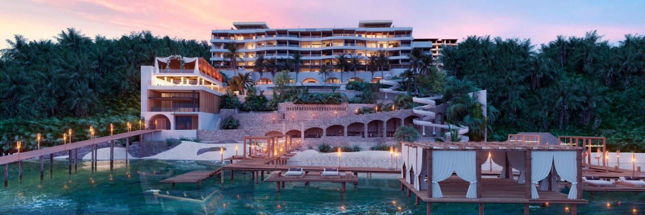Resort on the sea side on Isla Mujeres