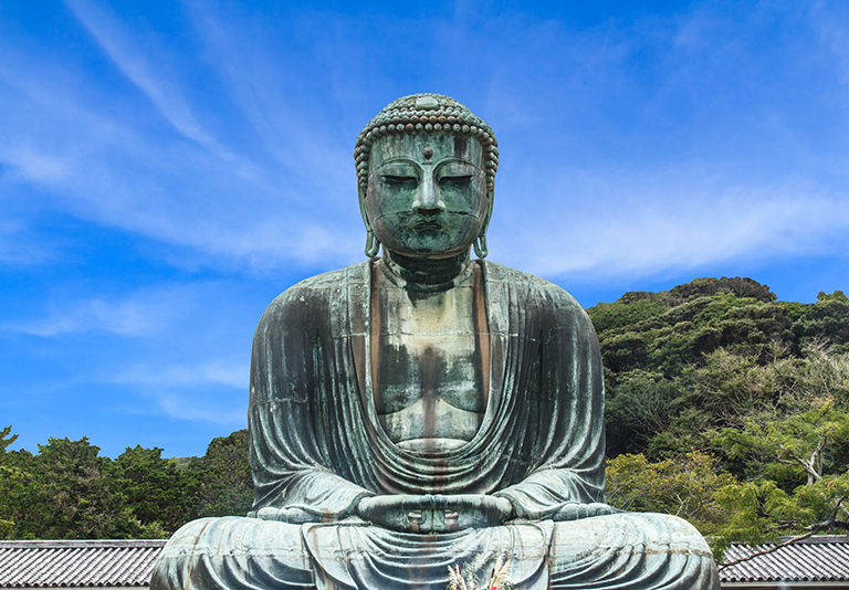 Kamakura temple, Budda statue. Japan.