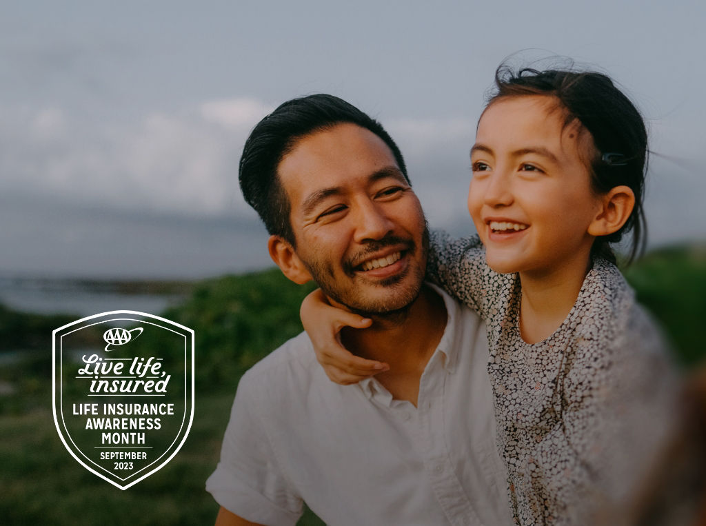 Life insurance awareness month header image of a father and daughter.