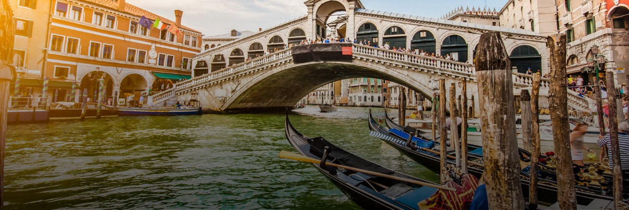 Canal Grande with Rialto Bridge at sunset, Venice, Italy 