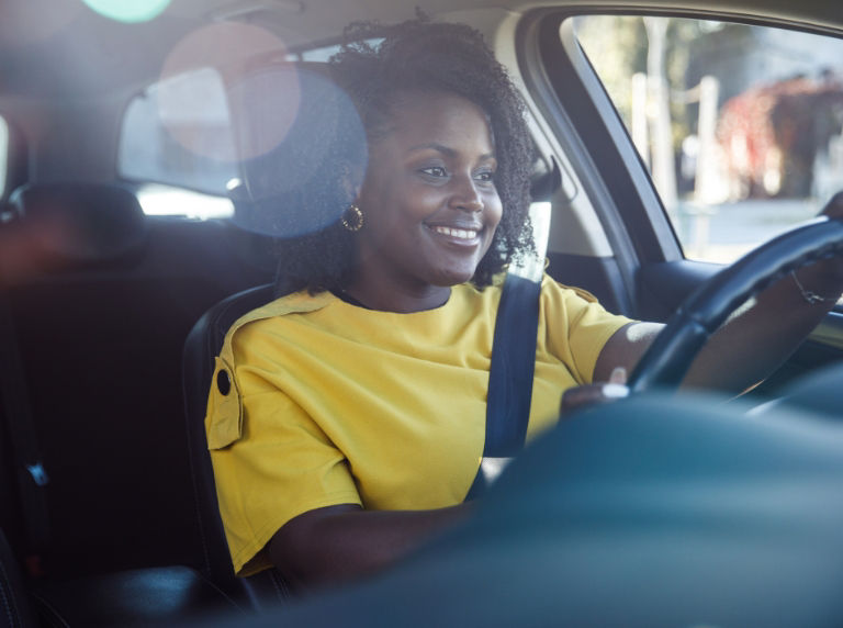 woman driving car