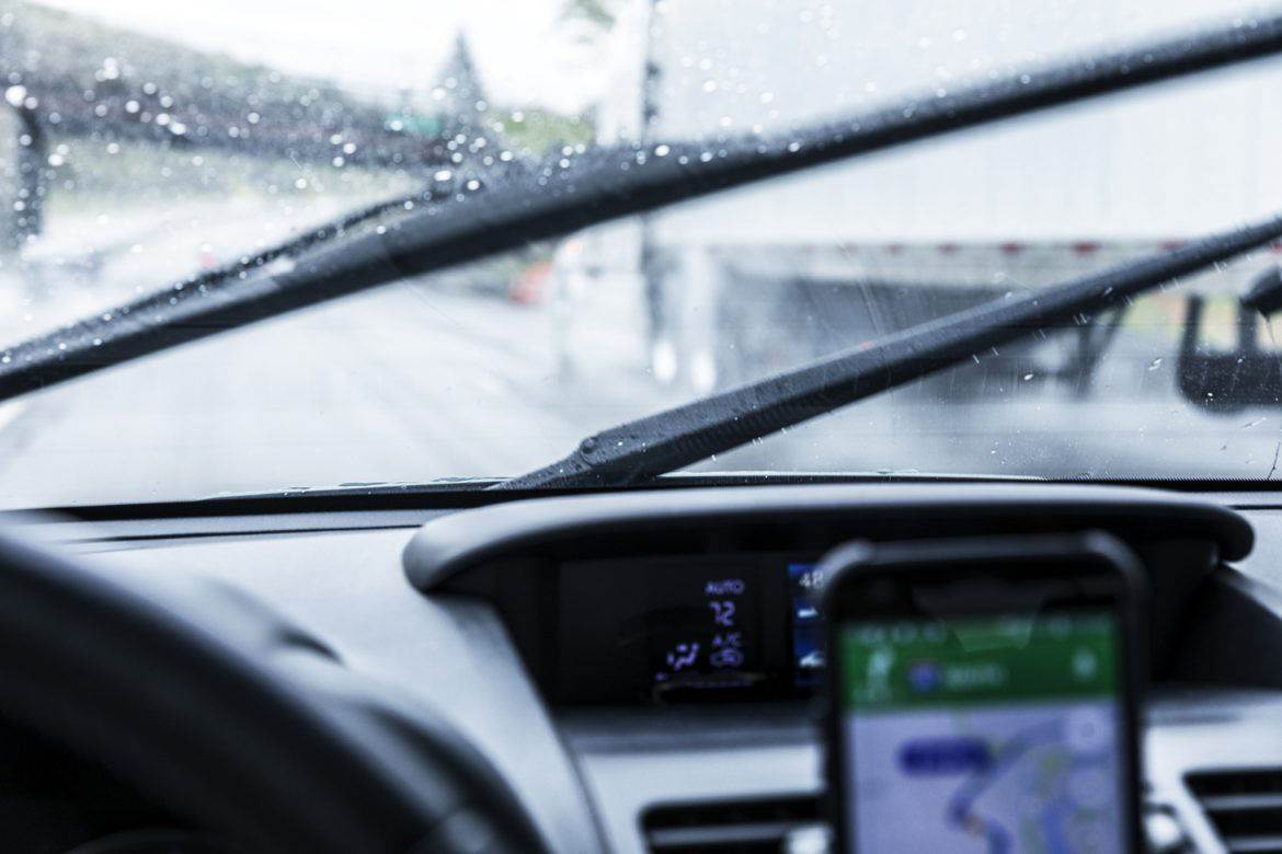 Car windshield with google maps