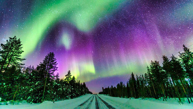 Northern lights, aurora borealis.