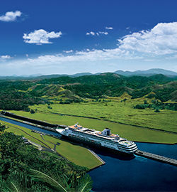 cruise ship traversing the Panama Canal